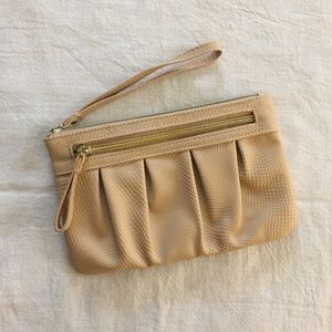 Beige Snakeskin Wristlet